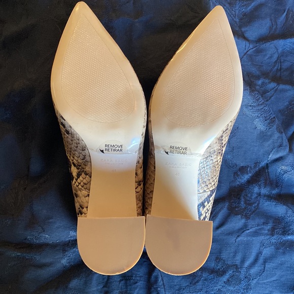 Zara Basic Pumps Size 41 (9.5 US) Brown Snakeskin New Without Tags - Picture 3 of 7